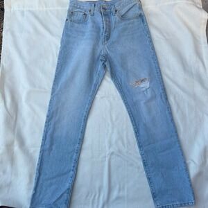 Levi's 501 150th Anniversary Edition Light Wash Distressed‎ Denim Jeans W27 L30
